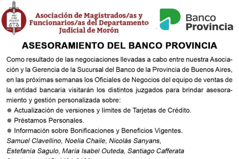 comunicado banco pcia moron
